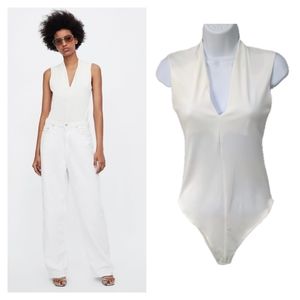 NWT Zara Deep V Sleeveless Bodysuit